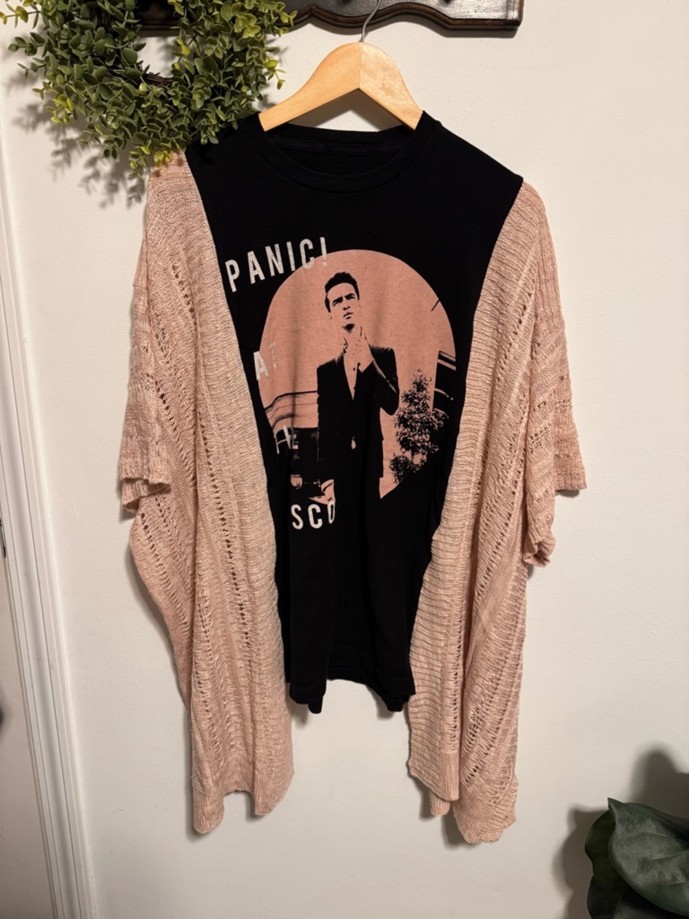 Custom Panic At The Disco Concert Tee with Crocheted Sleeves